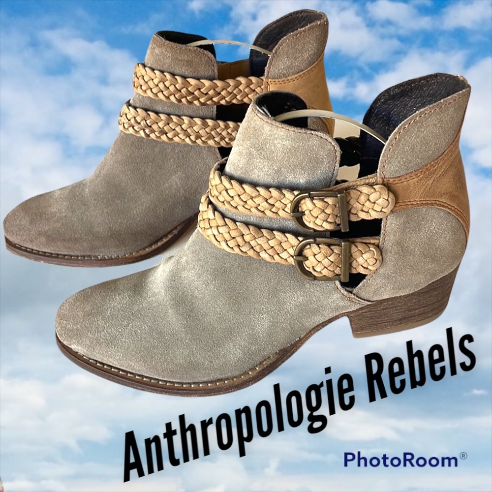 COPY - Anthropologie Rebels Calista suede leather Braided Ankle Booties Size 7.5